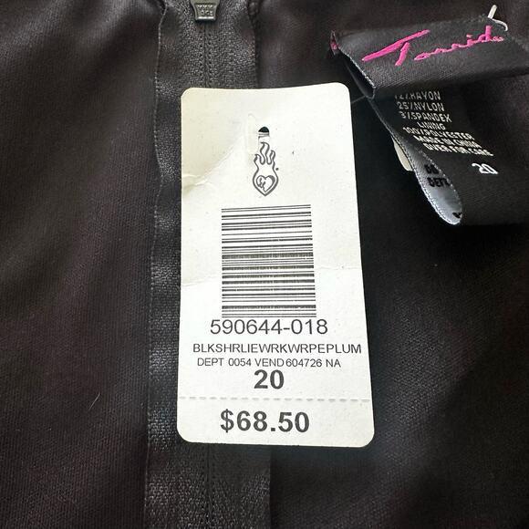 TORRID Womens Dress Black Faux Wrap Peplum Cocktail Coquette Workwear Stretch 20 - Picture 7 of 11